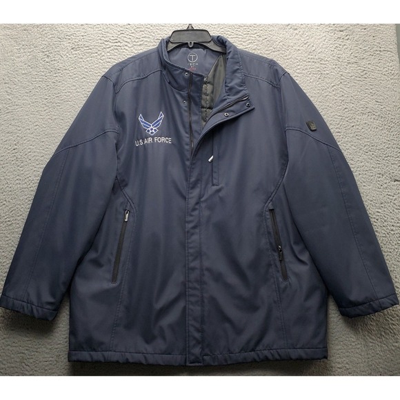 Tech by Tumi Jacket Mens XXL Navy Quilted Lined US Air Force Logo Front Full Zip